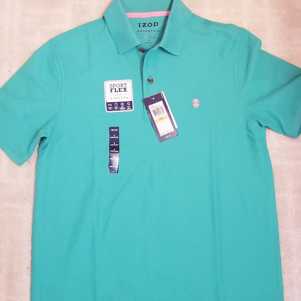 Izod GREEN Polo Shirt Size Small Sport Flex - Picture 3 of 7